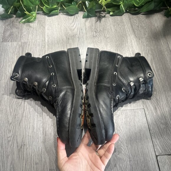 Harley Davidson Mens Size US 9.5 Black Leather Moc Toe Motorcycle Riding Boots